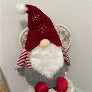 Festive Red and Gray Gnome Plush Decor